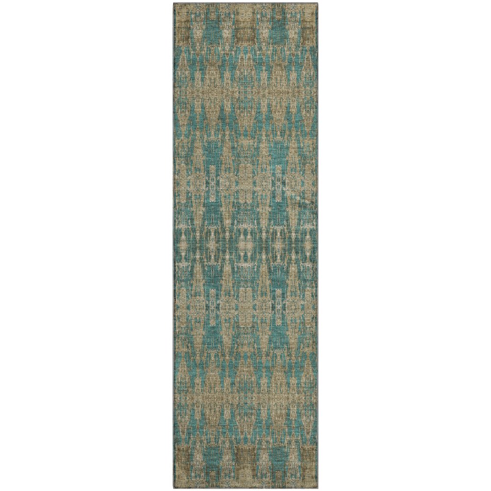 Premium Machine Washable Mayfield  Teal 2'3" x 7'6" Runner Rug. Picture 1