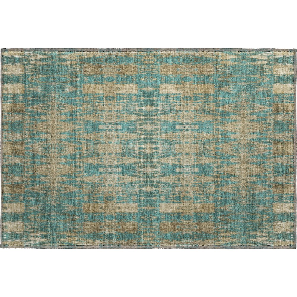 Premium Machine Washable Mayfield  Teal 1'8" x 2'6" Rug. Picture 1
