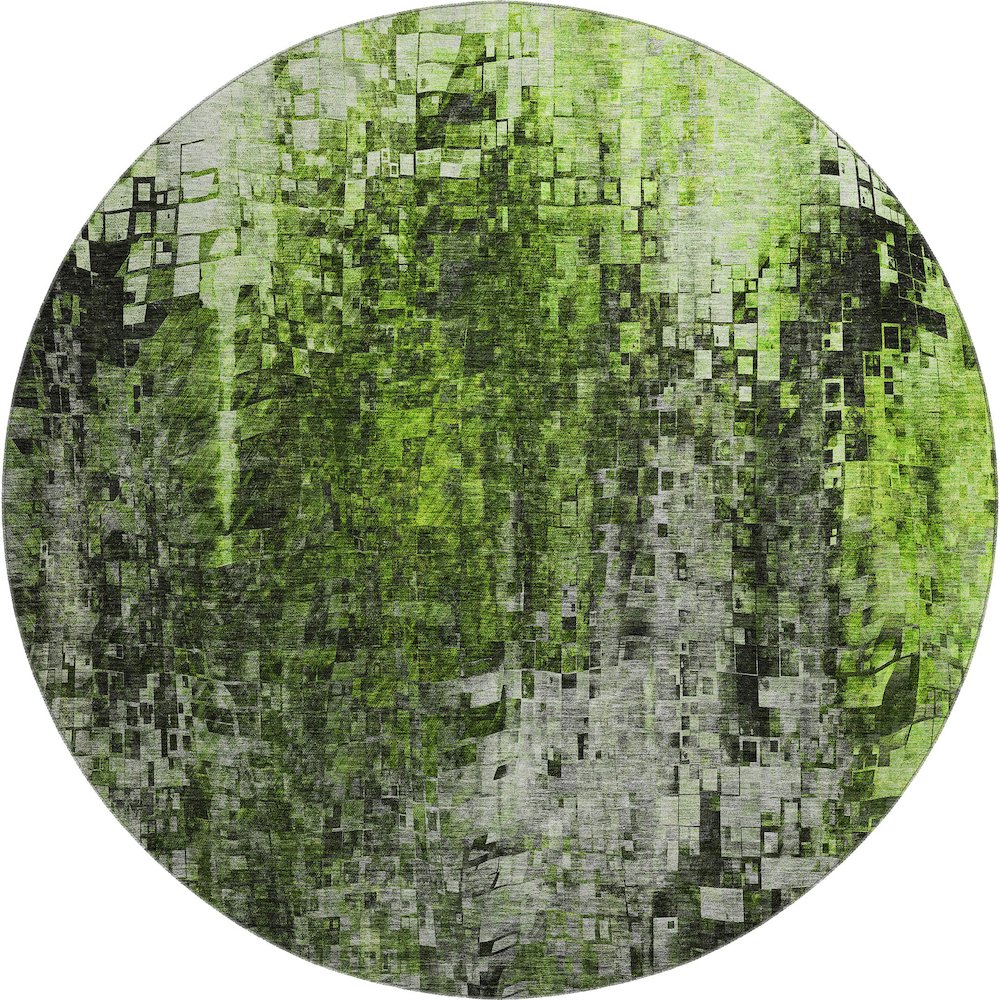 Premium Machine Washable Mayfield  Green 8' x 8' Round Rug. Picture 1