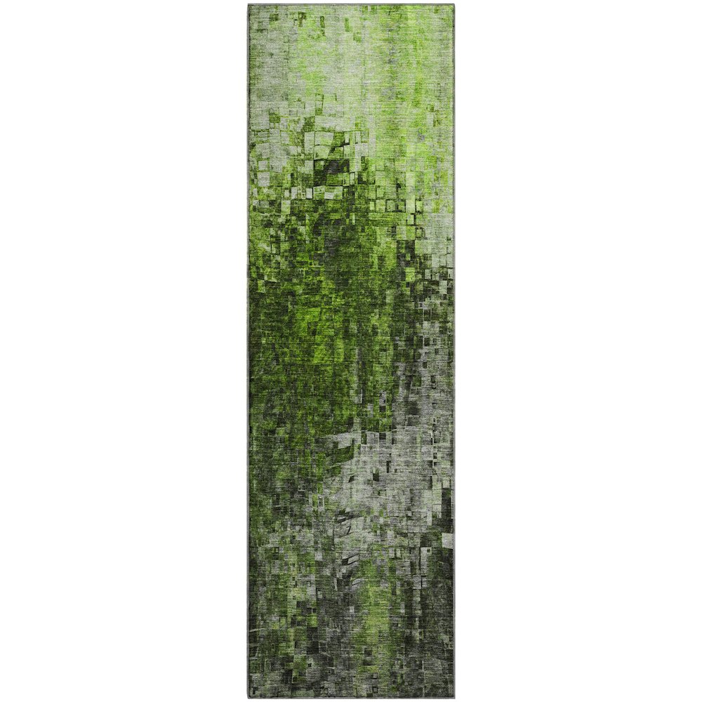 Premium Machine Washable Mayfield  Green 2'3" x 7'6" Runner Rug. Picture 1
