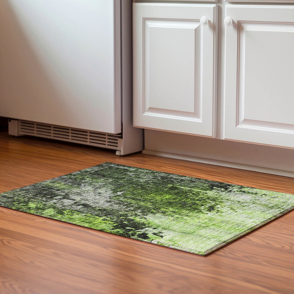 Premium Machine Washable Mayfield  Green 1'8" x 2'6" Rug. Picture 5