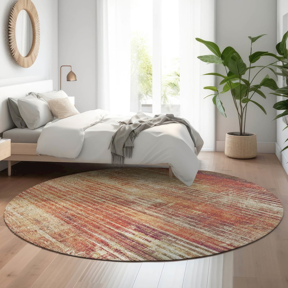 Premium Machine Washable Mayfield  Paprika 8' x 8' Round Rug. Picture 5