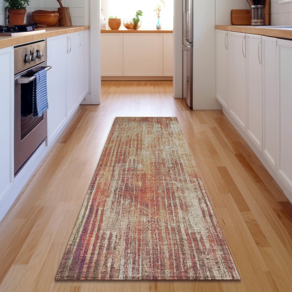 Premium Machine Washable Mayfield  Paprika 2'3" x 7'6" Runner Rug. Picture 5