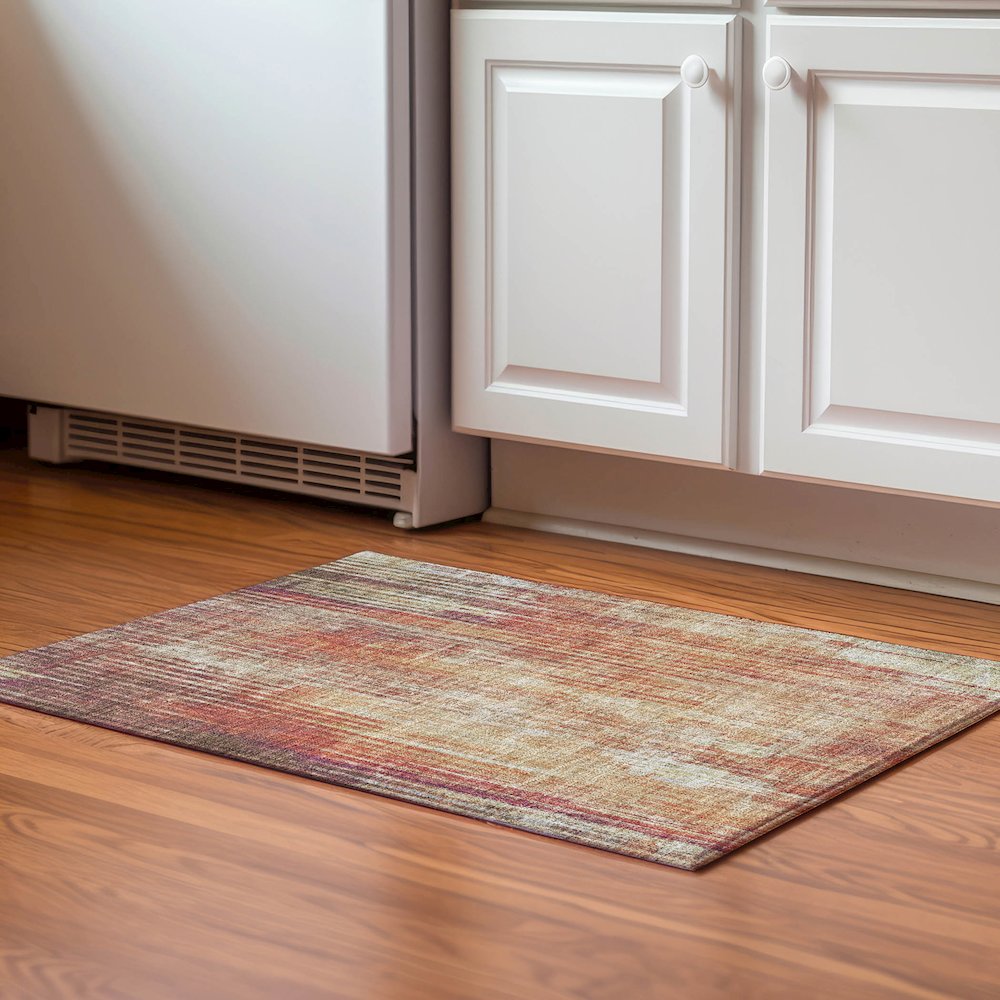 Premium Machine Washable Mayfield  Paprika 1'8" x 2'6" Rug. Picture 5