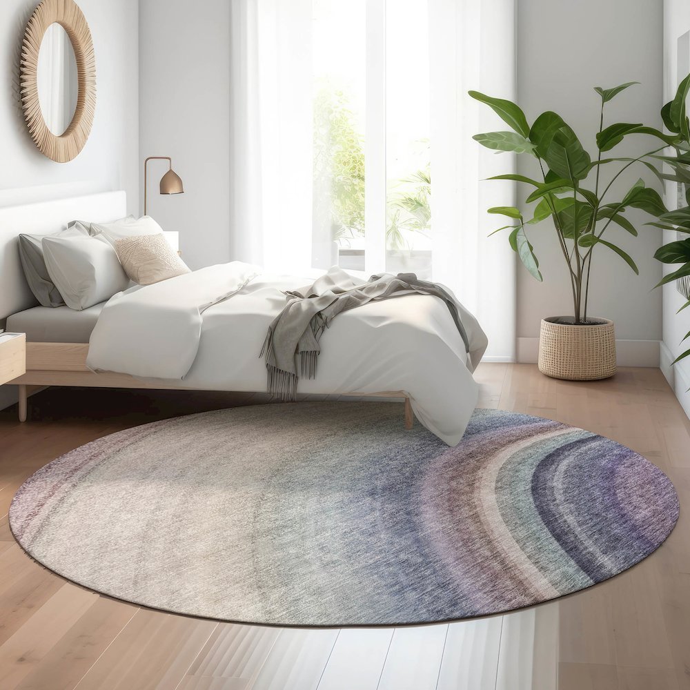 Premium Machine Washable Mayfield  Beige 8' x 8' Round Rug. Picture 5