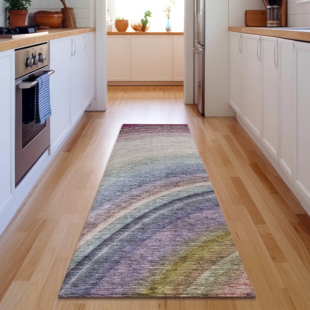 Premium Machine Washable Mayfield  Beige 2'3" x 7'6" Runner Rug. Picture 5