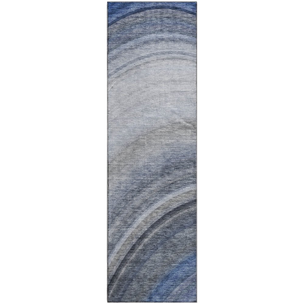 Premium Machine Washable Mayfield  Blue 2'3" x 7'6" Runner Rug. Picture 1
