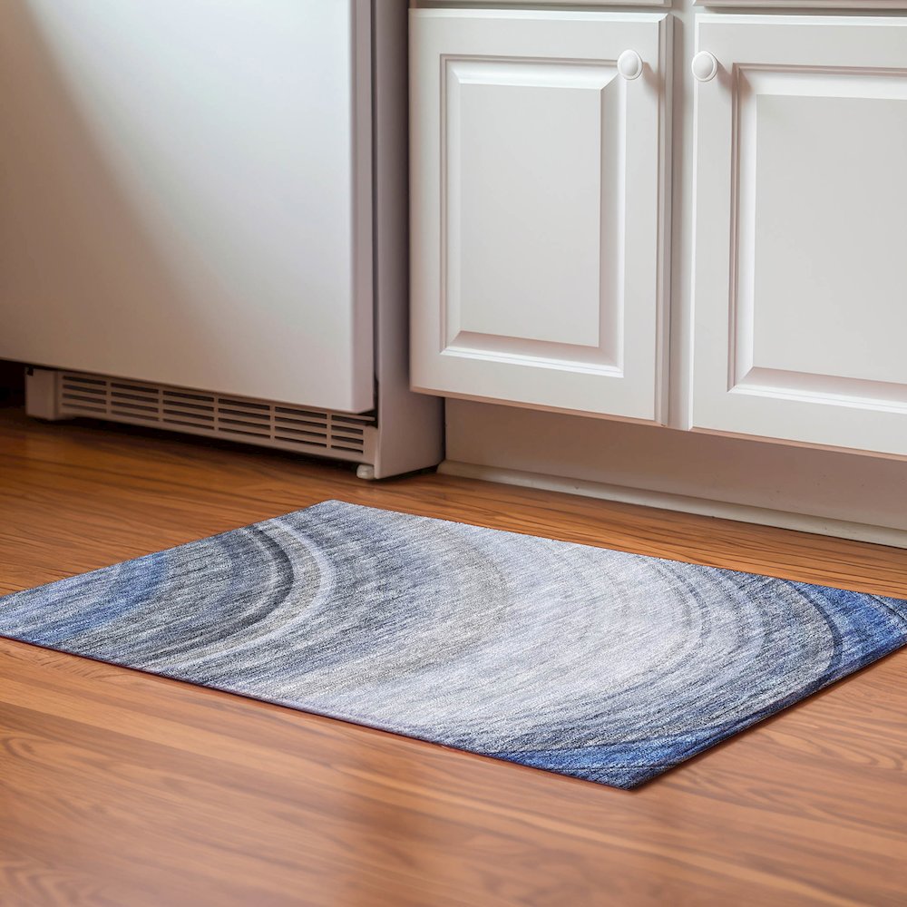 Premium Machine Washable Mayfield  Blue 1'8" x 2'6" Rug. Picture 5
