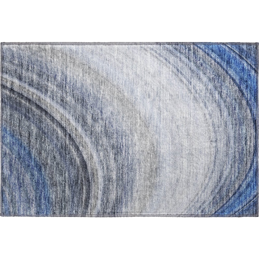 Premium Machine Washable Mayfield  Blue 1'8" x 2'6" Rug. Picture 1