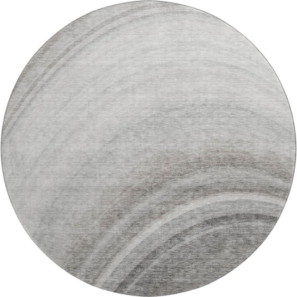 Premium Machine Washable Mayfield  Gray 8' x 8' Round Rug. Picture 1
