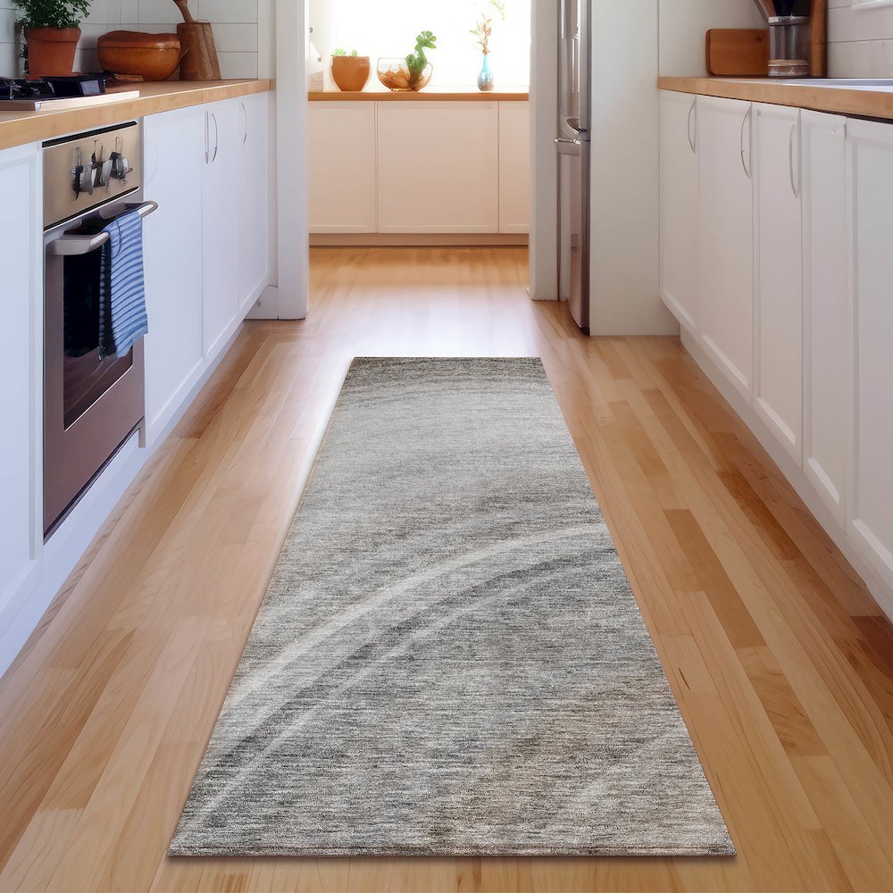 Premium Machine Washable Mayfield  Gray 2'3" x 7'6" Runner Rug. Picture 5