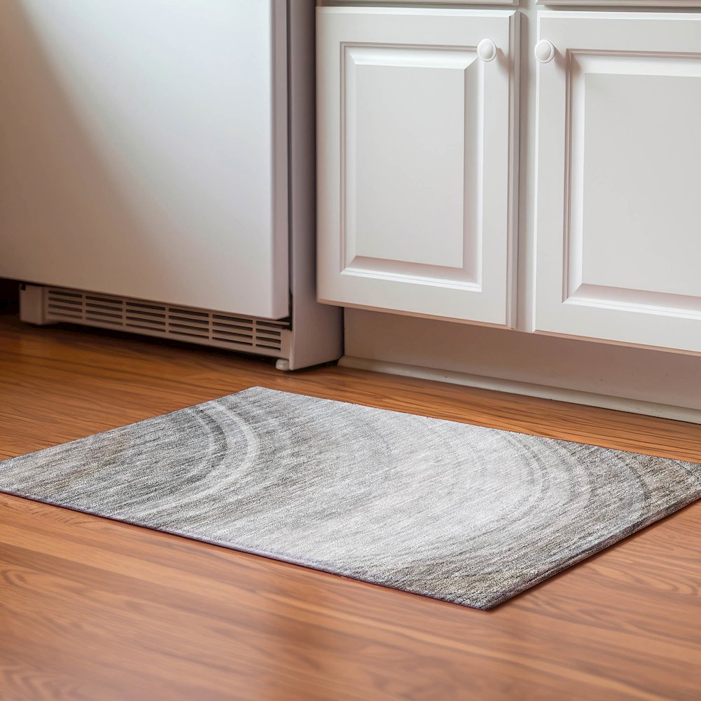 Premium Machine Washable Mayfield  Gray 1'8" x 2'6" Rug. Picture 5