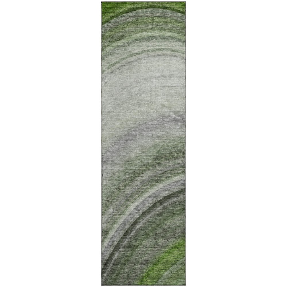 Premium Machine Washable Mayfield  Green 2'3" x 7'6" Runner Rug. Picture 1