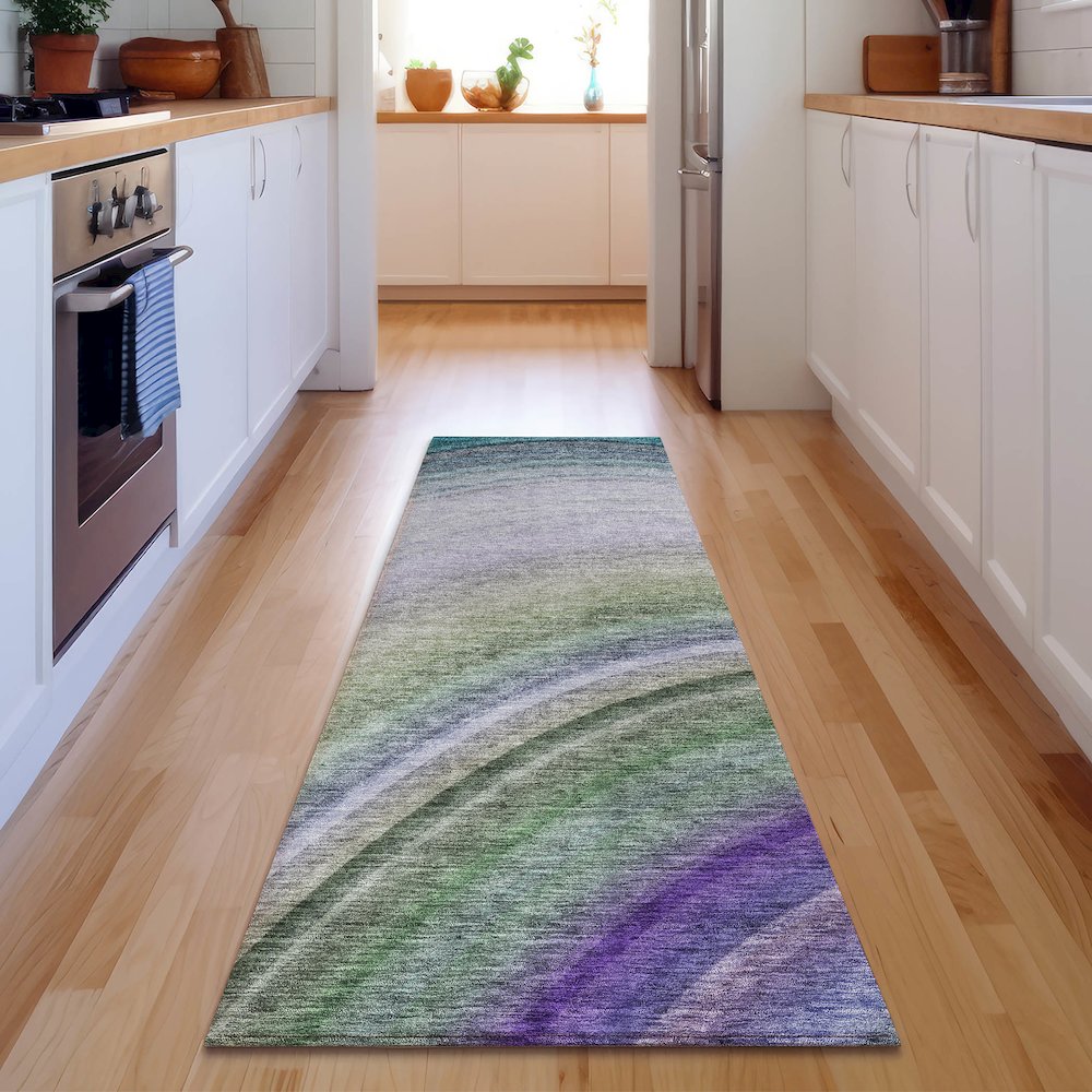 Premium Machine Washable Mayfield  Teal 2'3" x 7'6" Runner Rug. Picture 5