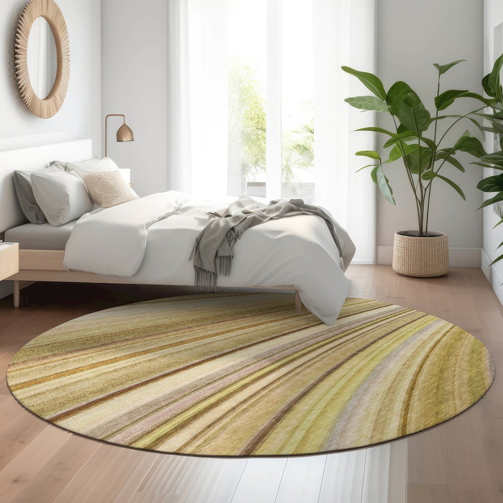 Premium Machine Washable Mayfield  Beige 8' x 8' Round Rug. Picture 5
