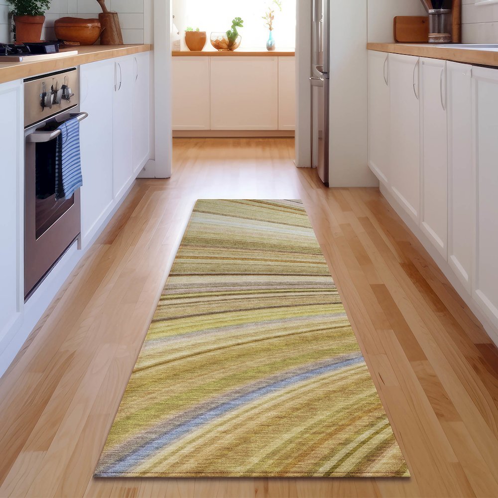 Premium Machine Washable Mayfield  Beige 2'3" x 7'6" Runner Rug. Picture 5