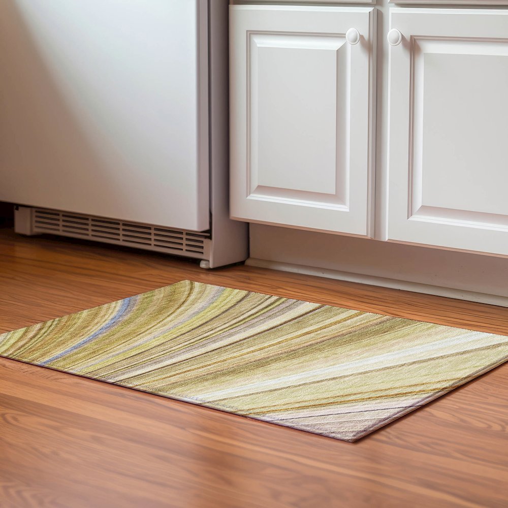 Premium Machine Washable Mayfield  Beige 1'8" x 2'6" Rug. Picture 5