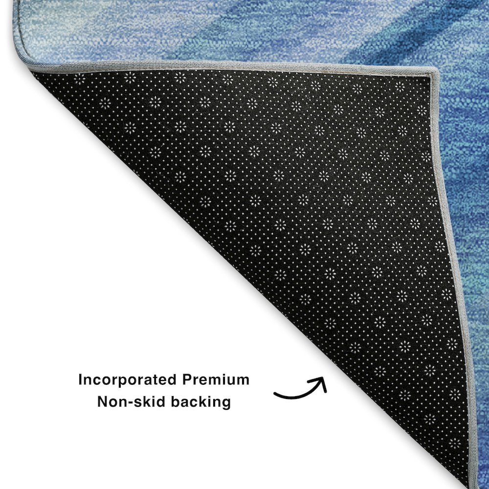 Premium Machine Washable Mayfield  Blue 1'8" x 2'6" Rug. Picture 2