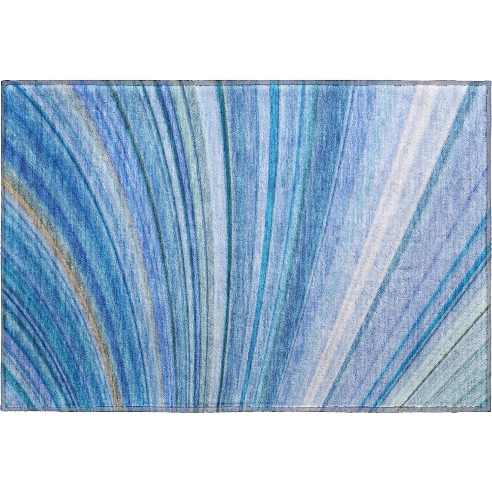 Premium Machine Washable Mayfield  Blue 1'8" x 2'6" Rug. Picture 1