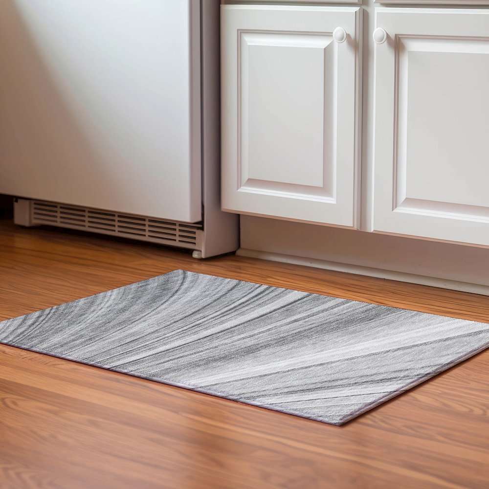 Premium Machine Washable Mayfield  Gray 1'8" x 2'6" Rug. Picture 5