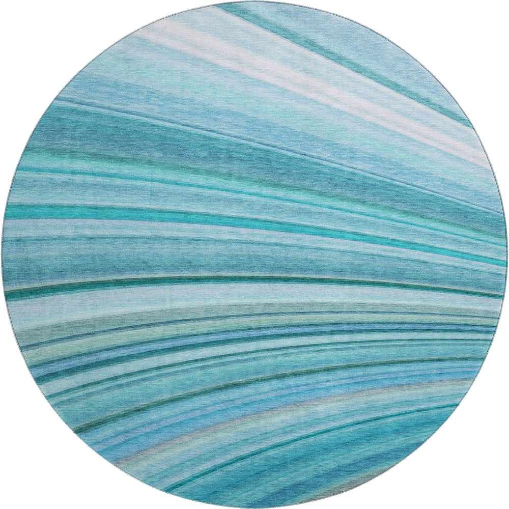 Premium Machine Washable Mayfield  Teal 8' x 8' Round Rug. Picture 1