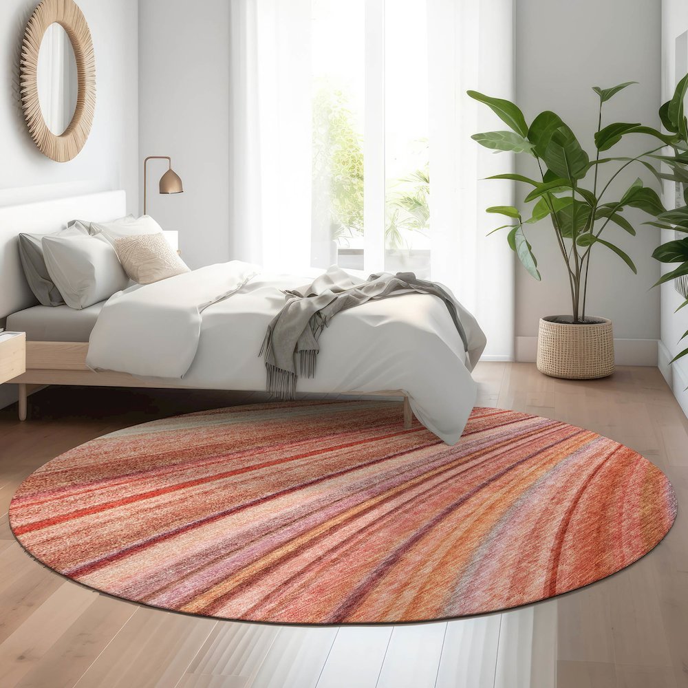 Premium Machine Washable Mayfield  Terracotta 8' x 8' Round Rug. Picture 5