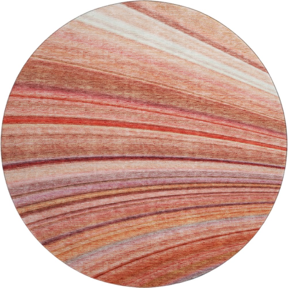 Premium Machine Washable Mayfield  Terracotta 8' x 8' Round Rug. Picture 1