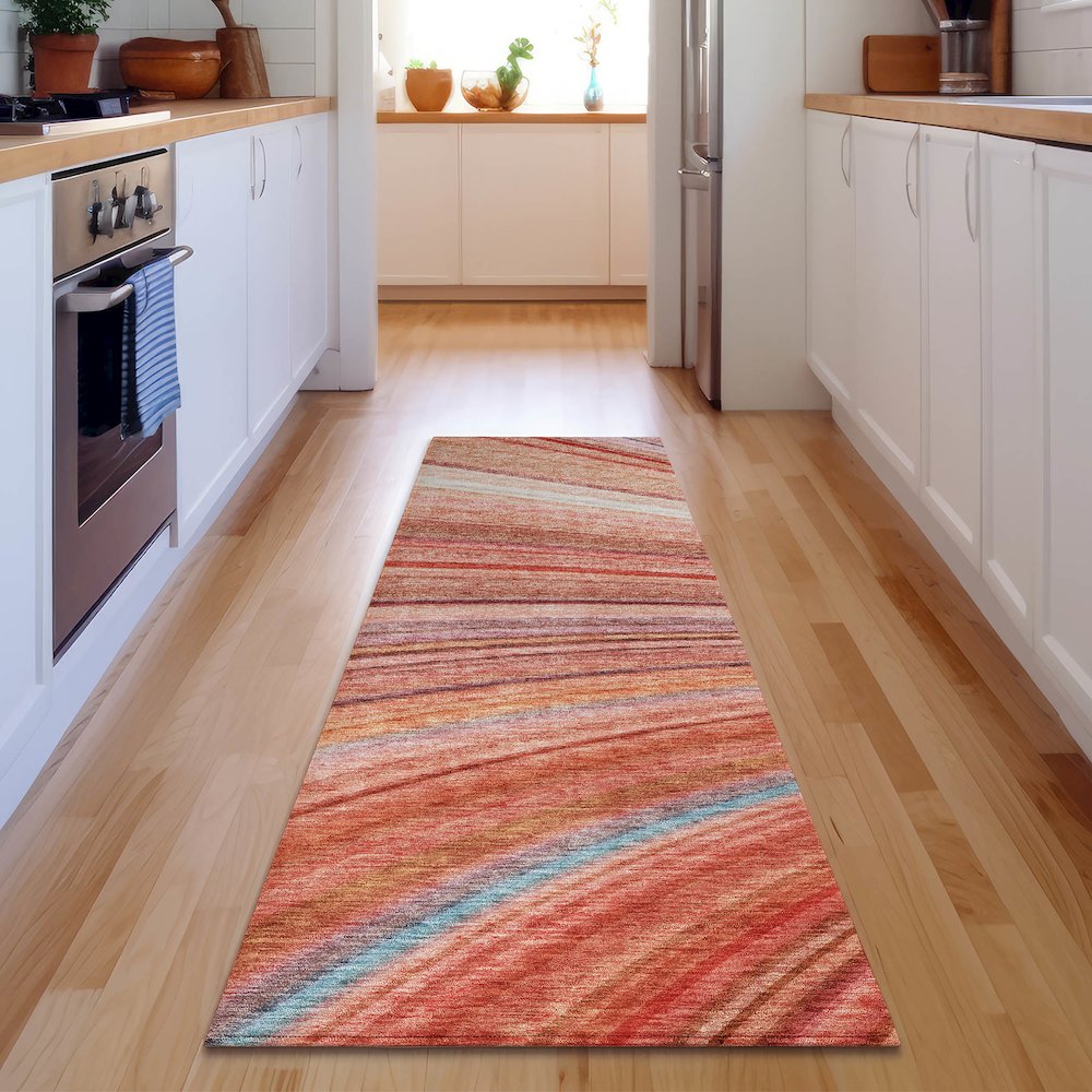 Premium Machine Washable Mayfield  Terracotta 2'3" x 7'6" Runner Rug. Picture 5
