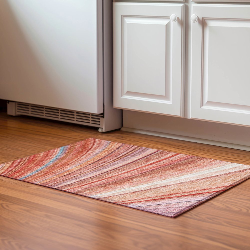Premium Machine Washable Mayfield  Terracotta 1'8" x 2'6" Rug. Picture 5