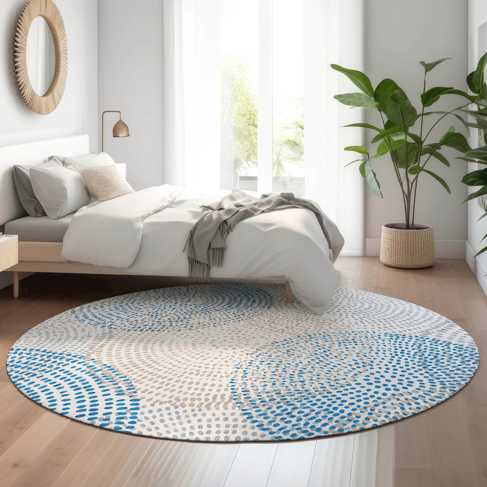 Premium Machine Washable Mayfield  Ivory 8' x 8' Round Rug. Picture 5