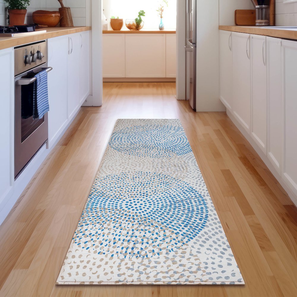 Premium Machine Washable Mayfield  Ivory 2'3" x 7'6" Runner Rug. Picture 5
