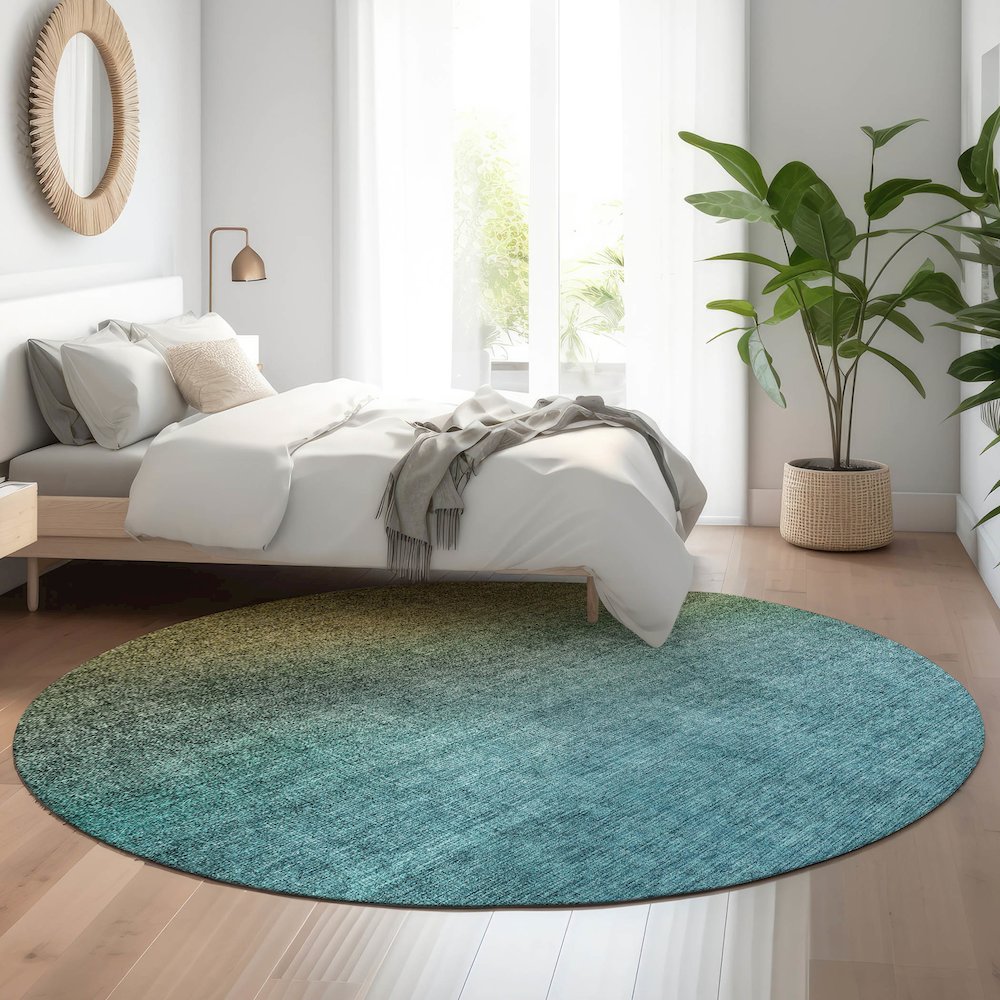 Premium Machine Washable Mayfield  Brown 8' x 8' Round Rug. Picture 5