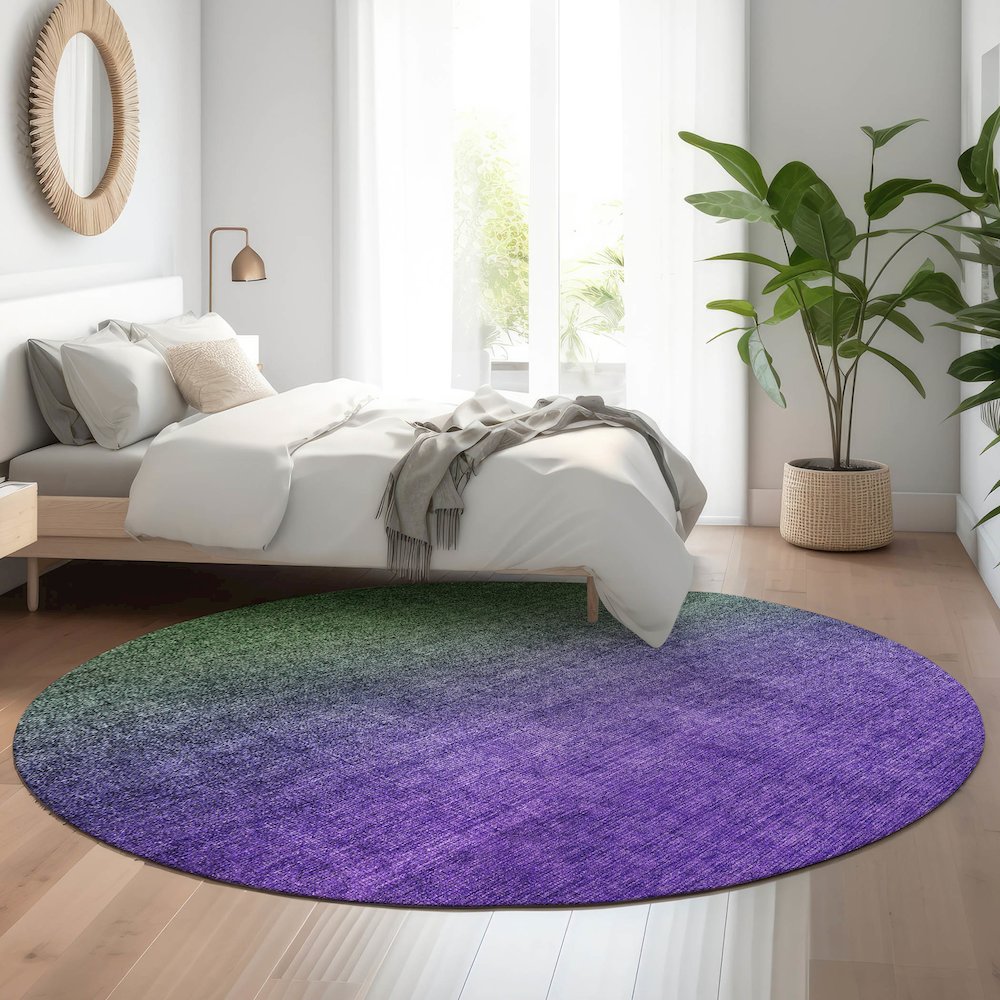 Premium Machine Washable Mayfield  Green 8' x 8' Round Rug. Picture 5