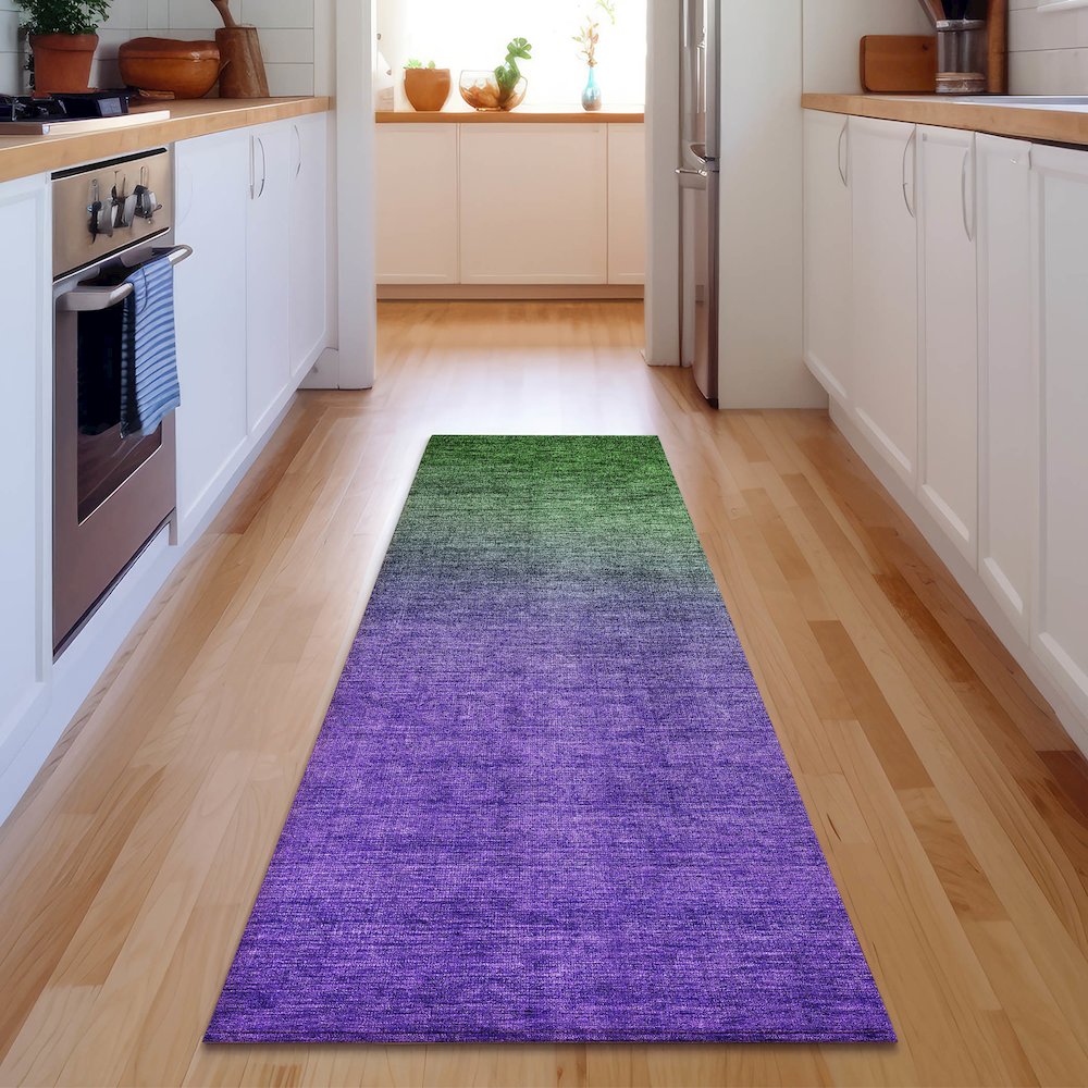 Premium Machine Washable Mayfield  Green 2'3" x 7'6" Runner Rug. Picture 5