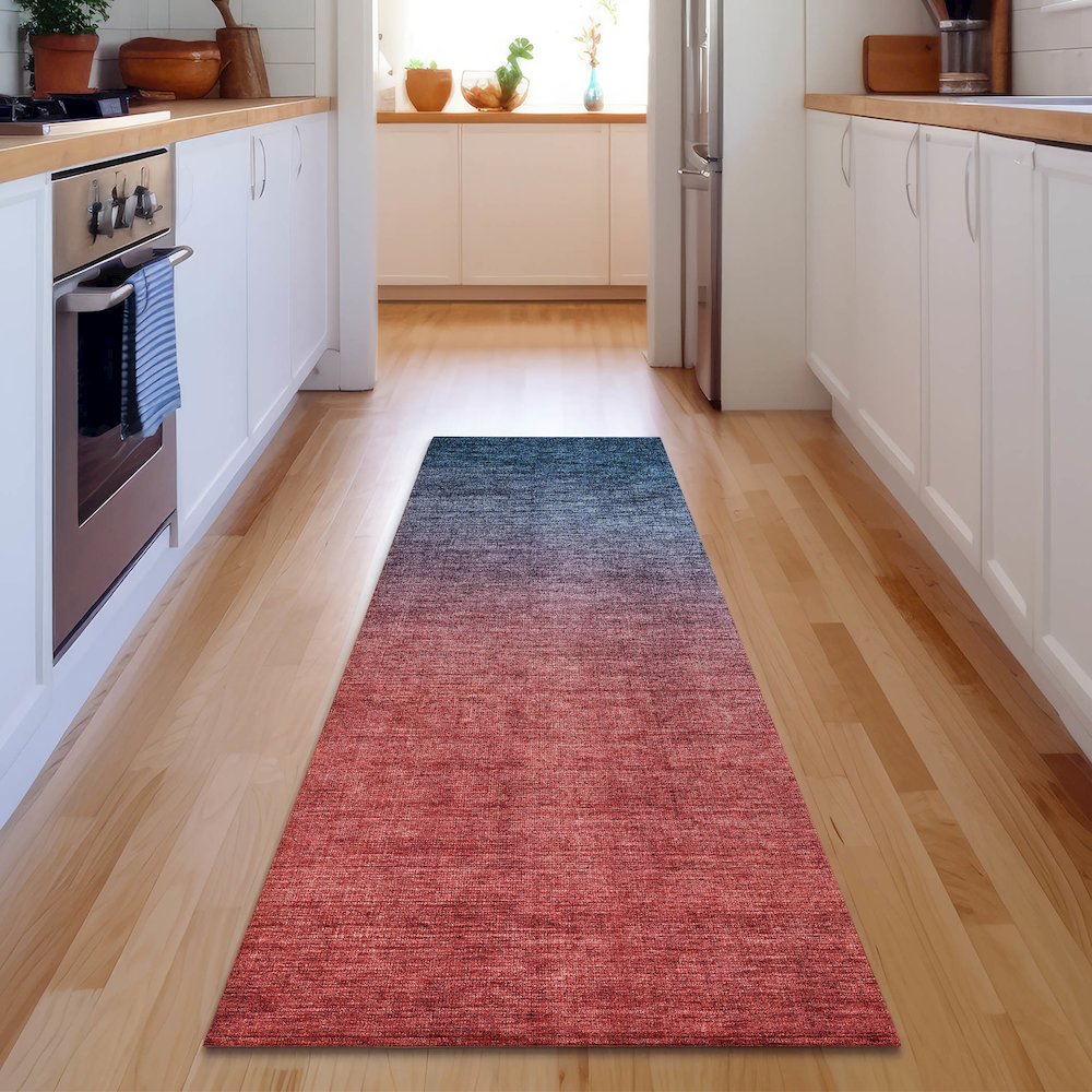 Premium Machine Washable Mayfield  Navy 2'3" x 7'6" Runner Rug. Picture 5