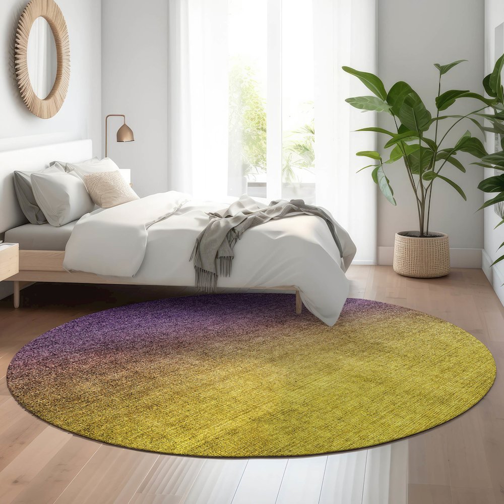 Premium Machine Washable Mayfield  Purple 8' x 8' Round Rug. Picture 5