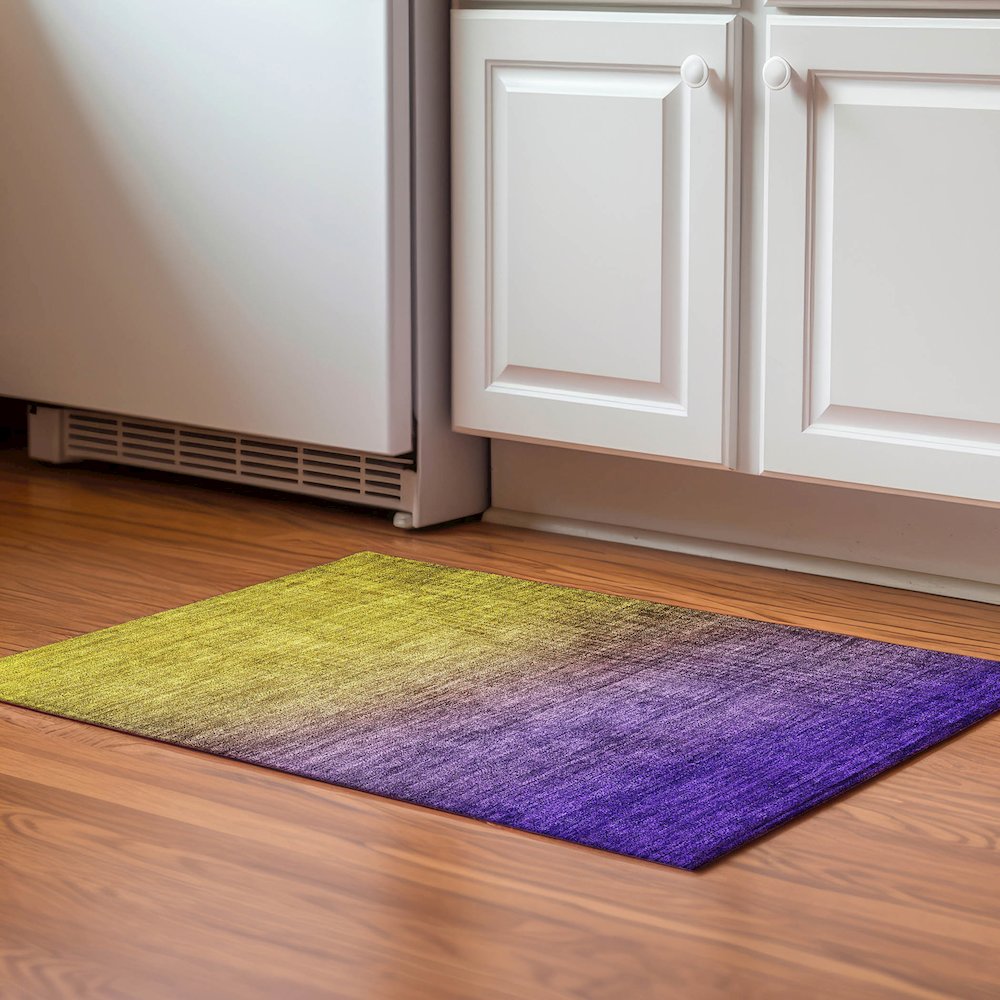 Premium Machine Washable Mayfield  Purple 1'8" x 2'6" Rug. Picture 5