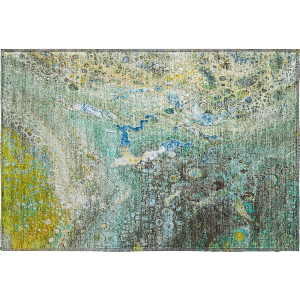 Premium Machine Washable Mayfield  Teal 1'8" x 2'6" Rug. Picture 1