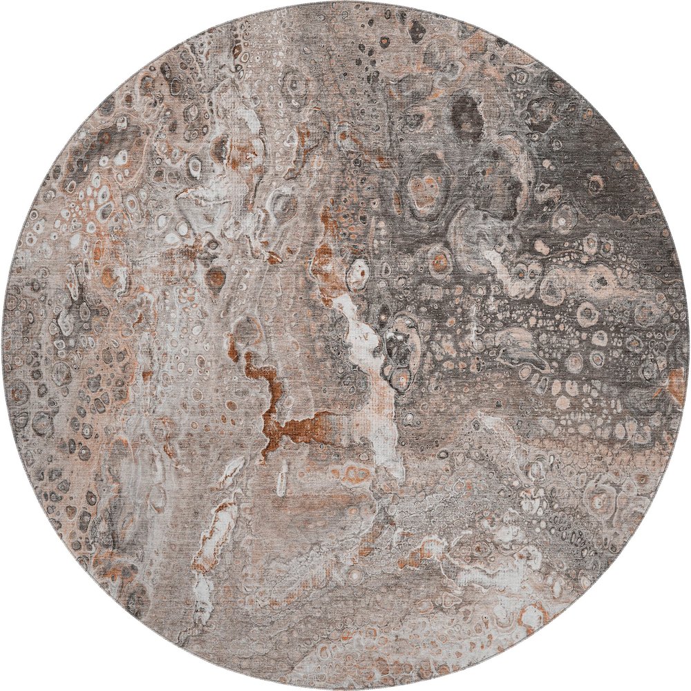 Premium Machine Washable Mayfield  Terracotta 8' x 8' Round Rug. Picture 1