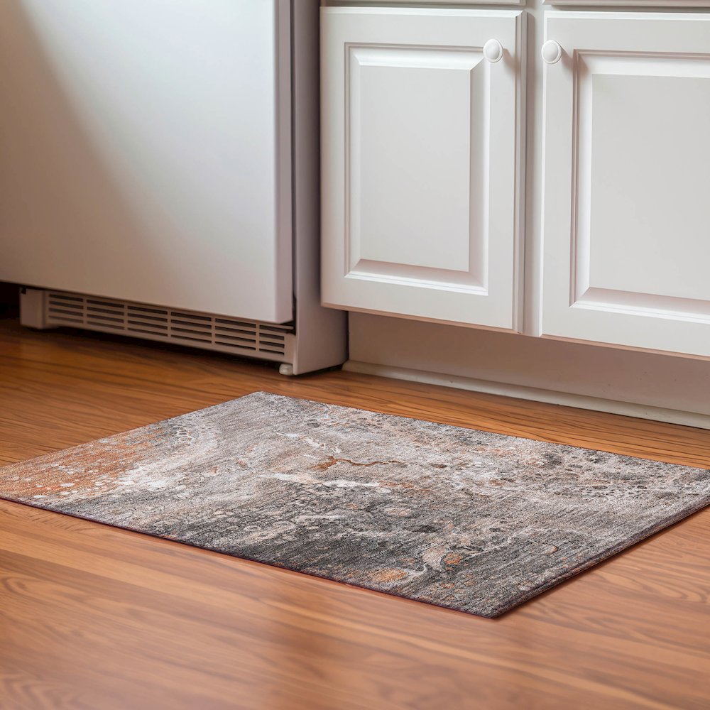 Premium Machine Washable Mayfield  Terracotta 1'8" x 2'6" Rug. Picture 5
