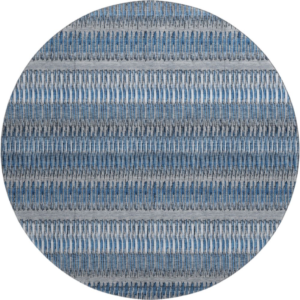 Premium Machine Washable Mayfield  Blue 8' x 8' Round Rug. Picture 1