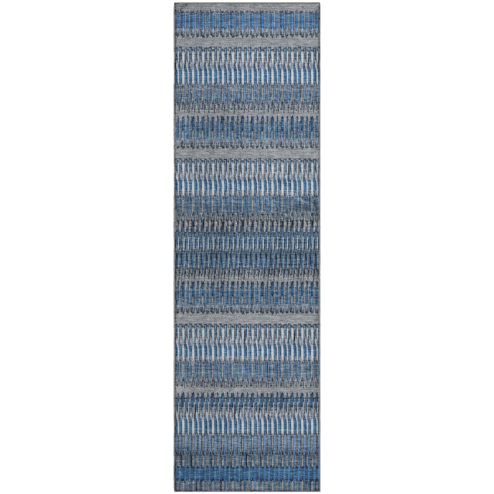 Premium Machine Washable Mayfield  Blue 2'3" x 7'6" Runner Rug. Picture 1
