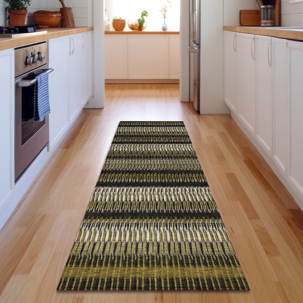 Premium Machine Washable Mayfield  Brown 2'3" x 7'6" Runner Rug. Picture 5