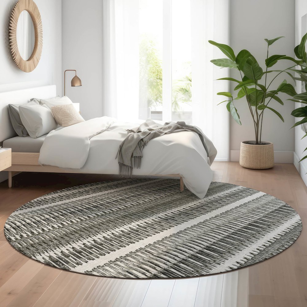 Premium Machine Washable Mayfield  Gray 8' x 8' Round Rug. Picture 5