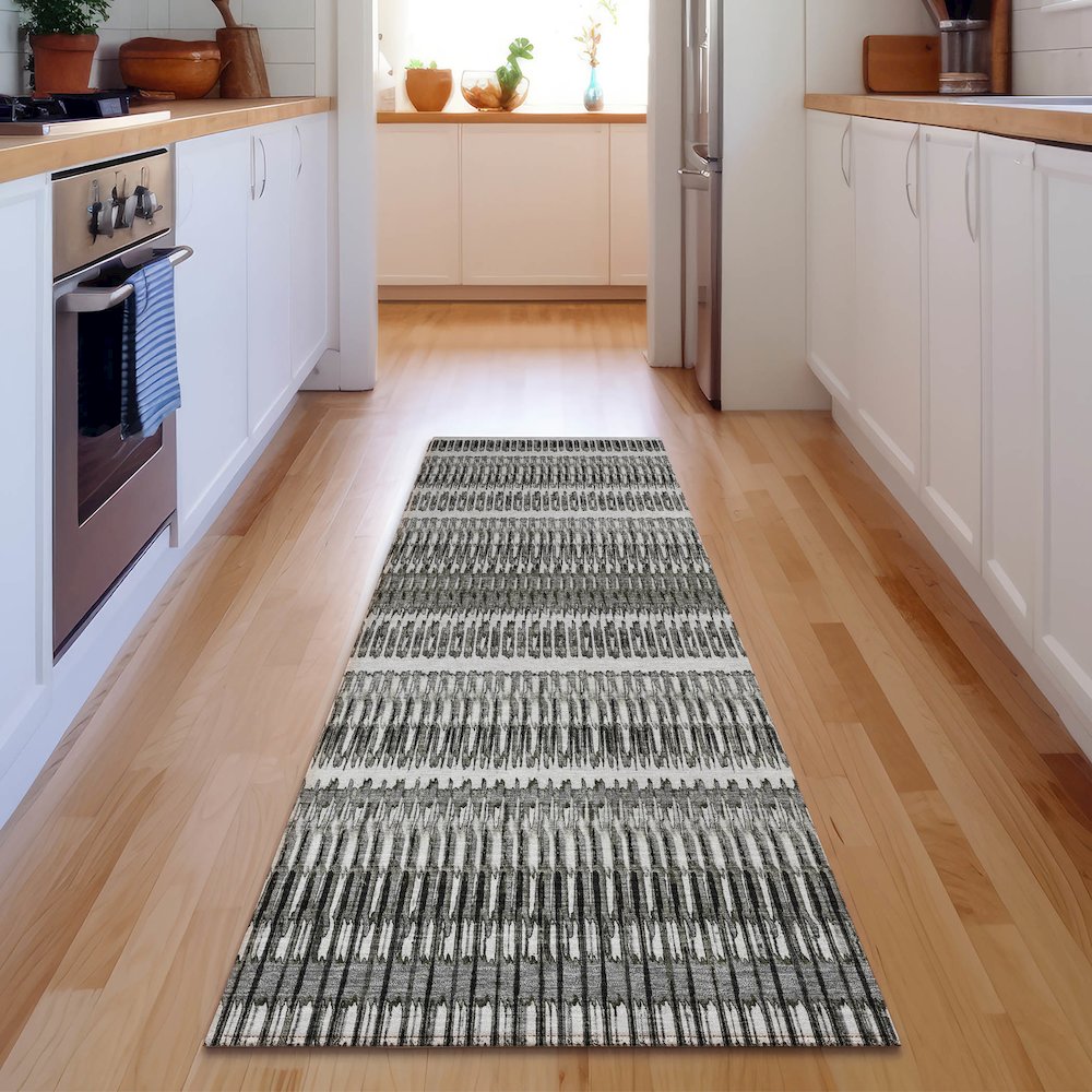Premium Machine Washable Mayfield  Gray 2'3" x 7'6" Runner Rug. Picture 5
