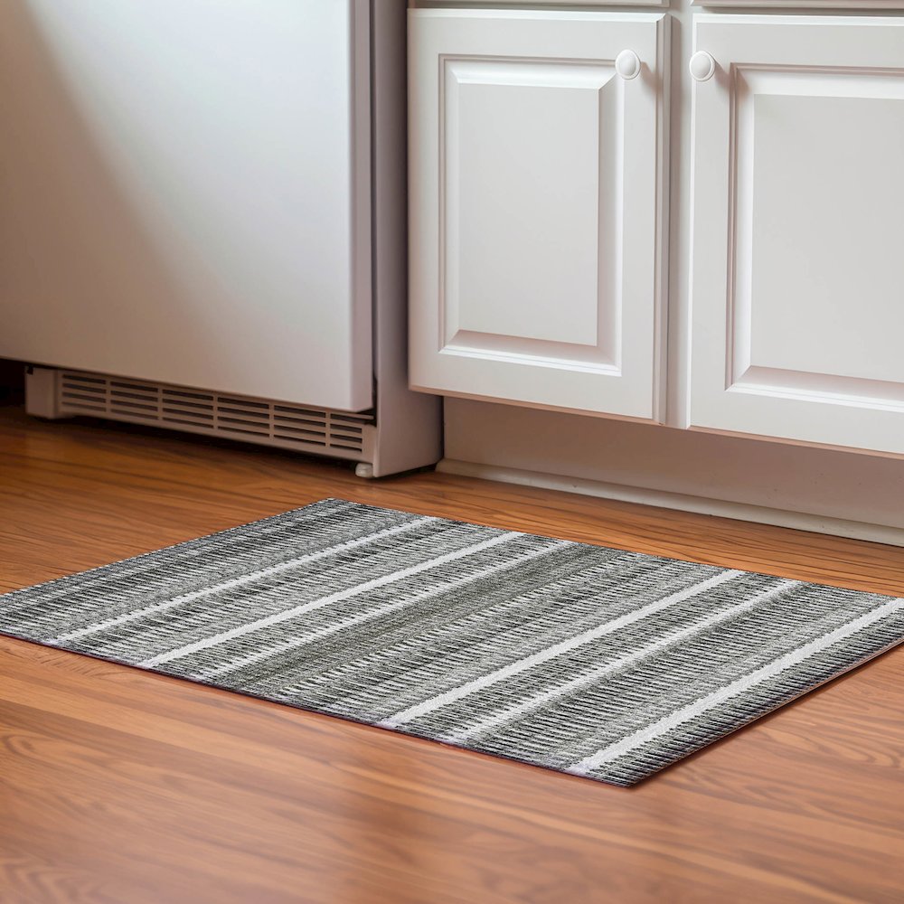 Premium Machine Washable Mayfield  Gray 1'8" x 2'6" Rug. Picture 5