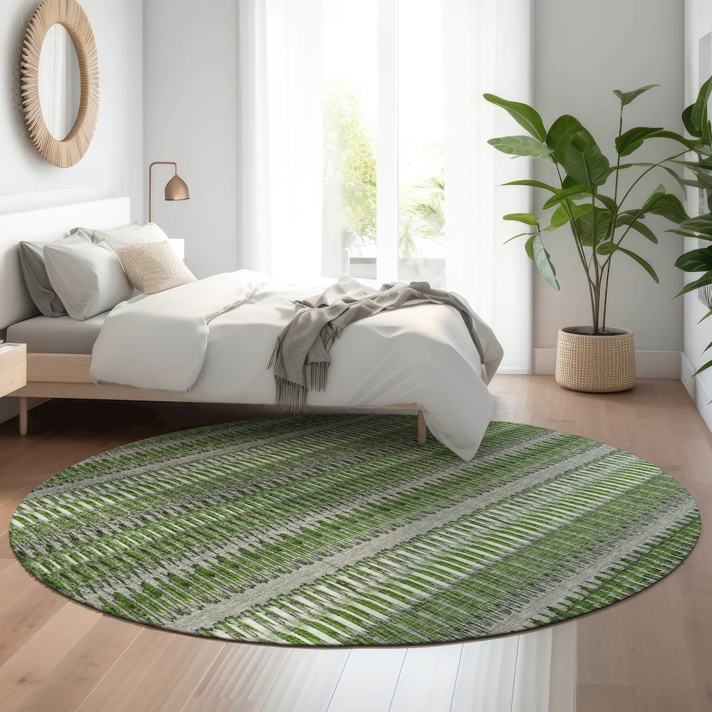 Premium Machine Washable Mayfield  Green 8' x 8' Round Rug. Picture 5