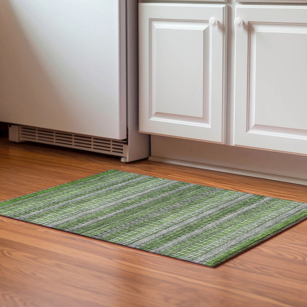 Premium Machine Washable Mayfield  Green 1'8" x 2'6" Rug. Picture 5