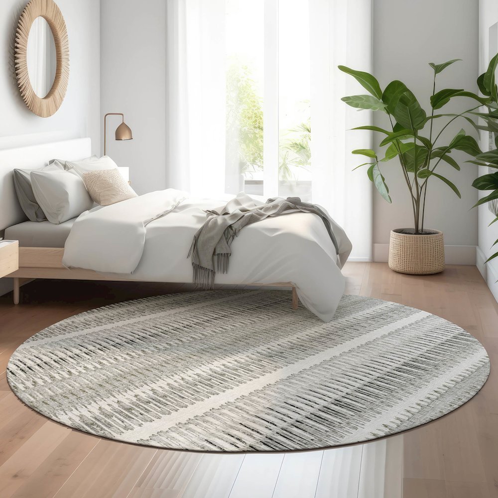 Premium Machine Washable Mayfield  Ivory 8' x 8' Round Rug. Picture 5