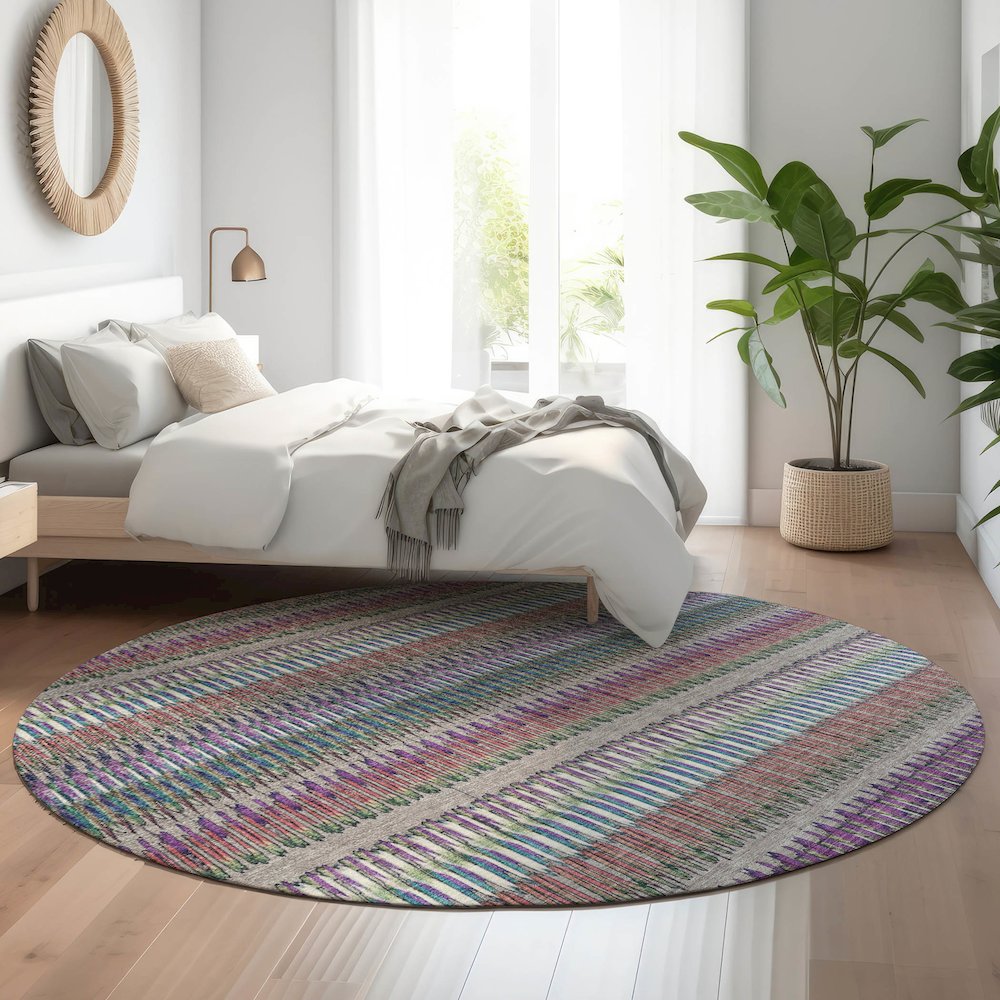 Premium Machine Washable Mayfield  Taupe 8' x 8' Round Rug. Picture 5